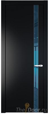 Дверь Profil Doors 18PW цвет Блэк стекло Зеркало Blue молдинг Серебро