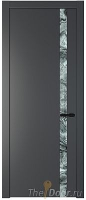 Дверь Profil Doors 18PW цвет Графит (Pantone 425С) стекло Атриум серебро молдинг Черный матовый