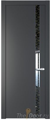 Дверь Profil Doors 18PW цвет Графит (Pantone 425С) стекло Лоран узор золото молдинг Серебро