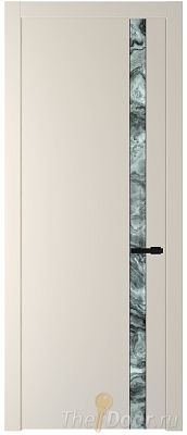 Дверь Profil Doors 18PW цвет Кремовая Магнолия (RAL 120-04) стекло Атриум серебро молдинг Черный матовый