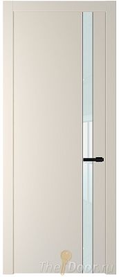 Дверь Profil Doors 18PW цвет Кремовая Магнолия (RAL 120-04) стекло Lacobel Белый лак молдинг Черный матовый