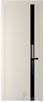 Дверь Profil Doors 18PW цвет Кремовая Магнолия (RAL 120-04) стекло Lacobel Черный лак молдинг Черный матовый