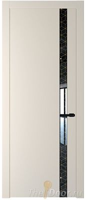 Дверь Profil Doors 18PW цвет Кремовая Магнолия (RAL 120-04) стекло Лоран узор золото молдинг Черный матовый Дверь Profil Doors 18PW цвет Кремовая Магнолия (RAL 120-04) стекло Лоран узор золото молдинг Черный матовый