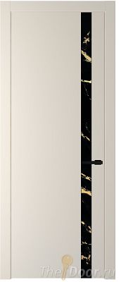 Дверь Profil Doors 18PW цвет Кремовая Магнолия (RAL 120-04) стекло Нефи черный узор золото молдинг Черный матовый Дверь Profil Doors 18PW цвет Кремовая Магнолия (RAL 120-04) стекло Нефи черный узор золото молдинг Черный матовый