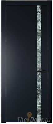 Дверь Profil Doors 18PW цвет Нэви Блу (RAL 7016) стекло Атриум серебро молдинг Черный матовый