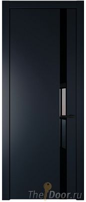 Дверь Profil Doors 18PW цвет Нэви Блу (RAL 7016) стекло Lacobel Черный лак молдинг Черный матовый