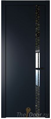 Дверь Profil Doors 18PW цвет Нэви Блу (RAL 7016) стекло Лоран узор золото молдинг Черный матовый Дверь Profil Doors 18PW цвет Нэви Блу (RAL 7016) стекло Лоран узор золото молдинг Черный матовый
