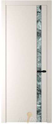 Дверь Profil Doors 18PW цвет Перламутр белый стекло Атриум серебро молдинг Черный матовый