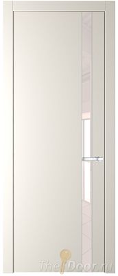 Дверь Profil Doors 18PW цвет Перламутр белый стекло Lacobel Перламутровый лак молдинг Серебро