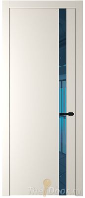 Дверь Profil Doors 18PW цвет Перламутр белый стекло Зеркало Blue молдинг Черный матовый