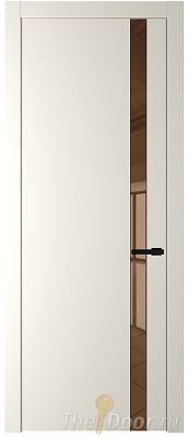 Дверь Profil Doors 18PW цвет Перламутр белый стекло Зеркало Bronza молдинг Черный матовый