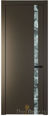 Дверь Profil Doors 18PW цвет Перламутр бронза стекло Атриум серебро молдинг Черный матовый