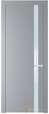 Дверь Profil Doors 18PW цвет Смоки (RAL 870-02) стекло Lacobel Белый лак молдинг Серебро