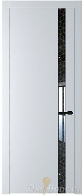 Дверь Profil Doors 18PW цвет Вайт (RAL 110 96 02) стекло Лоран узор золото молдинг Черный матовый