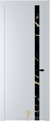 Дверь Profil Doors 18PW цвет Вайт (RAL 110 96 02) стекло Нефи черный узор золото молдинг Черный матовый