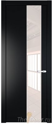 Дверь Profil Doors 19PW цвет Блэк стекло Lacobel Перламутровый лак молдинг Серебро