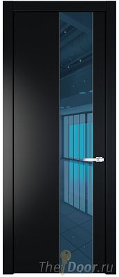 Дверь Profil Doors 19PW цвет Блэк стекло Зеркало Blue молдинг Серебро