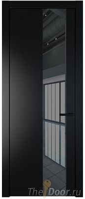 Дверь Profil Doors 19PW цвет Блэк стекло Зеркало Grey молдинг Черный матовый