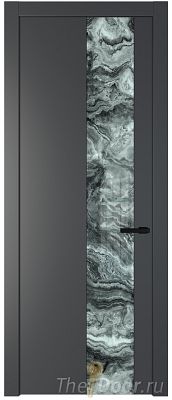 Дверь Profil Doors 19PW цвет Графит (Pantone 425С) стекло Атриум серебро молдинг Черный матовый