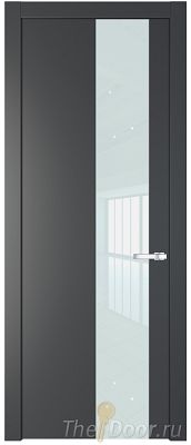 Дверь Profil Doors 19PW цвет Графит (Pantone 425С) стекло Lacobel Белый лак молдинг Серебро