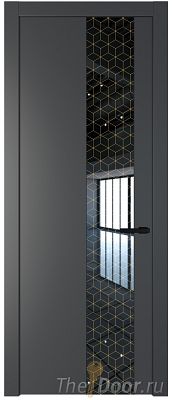 Дверь Profil Doors 19PW цвет Графит (Pantone 425С) стекло Лоран узор золото молдинг Черный матовый