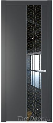 Дверь Profil Doors 19PW цвет Графит (Pantone 425С) стекло Лоран узор золото молдинг Серебро Дверь Profil Doors 19PW цвет Графит (Pantone 425С) стекло Лоран узор золото молдинг Серебро