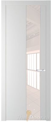 Дверь Profil Doors 19PW цвет Крем Вайт (RAL 120-02) стекло Lacobel Перламутровый лак молдинг Серебро