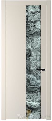Дверь Profil Doors 19PW цвет Кремовая Магнолия (RAL 120-04) стекло Атриум серебро молдинг Черный матовый