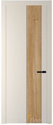 Дверь Profil Doors 19PW цвет Кремовая Магнолия (RAL 120-04) вставка Дуб Карамель молдинг Черный матовый