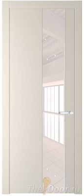 Дверь Profil Doors 19PW цвет Кремовая Магнолия (RAL 120-04) стекло Lacobel Перламутровый лак молдинг Серебро