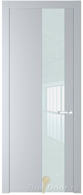 Дверь Profil Doors 19PW цвет Лайт Грей (RAL 870-01) стекло Lacobel Белый лак молдинг Серебро