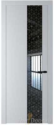 Дверь Profil Doors 19PW цвет Лайт Грей (RAL 870-01) стекло Лоран узор золото молдинг Черный матовый