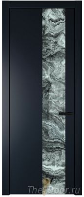 Дверь Profil Doors 19PW цвет Нэви Блу (RAL 7016) стекло Атриум серебро молдинг Черный матовый