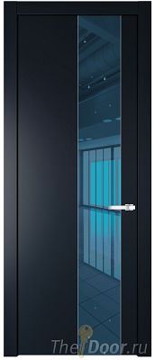 Дверь Profil Doors 19PW цвет Нэви Блу (RAL 7016) стекло Зеркало Blue молдинг Серебро