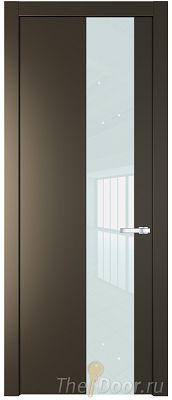 Дверь Profil Doors 19PW цвет Перламутр бронза стекло Lacobel Белый лак молдинг Серебро