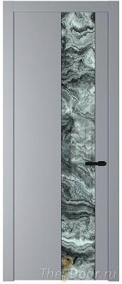 Дверь Profil Doors 19PW цвет Смоки (RAL 870-02) стекло Атриум серебро молдинг Черный матовый