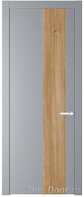Дверь Profil Doors 19PW цвет Смоки (RAL 870-02) вставка Дуб Карамель молдинг Серебро