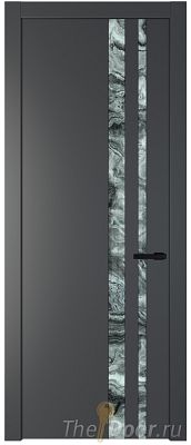 Дверь Profil Doors 20PW цвет Графит (Pantone 425С) стекло Атриум серебро молдинг Черный матовый