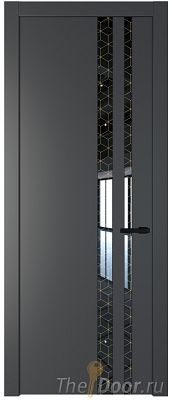 Дверь Profil Doors 20PW цвет Графит (Pantone 425С) стекло Лоран узор золото молдинг Черный матовый