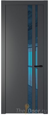 Дверь Profil Doors 20PW цвет Графит (Pantone 425С) стекло Зеркало Blue молдинг Черный матовый