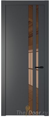 Дверь Profil Doors 20PW цвет Графит (Pantone 425С) стекло Зеркало Bronza молдинг Черный матовый