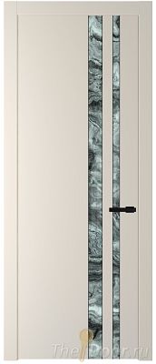 Дверь Profil Doors 20PW цвет Кремовая Магнолия (RAL 120-04) стекло Атриум серебро молдинг Черный матовый
