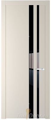 Дверь Profil Doors 20PW цвет Кремовая Магнолия (RAL 120-04) стекло Lacobel Черный лак молдинг Серебро