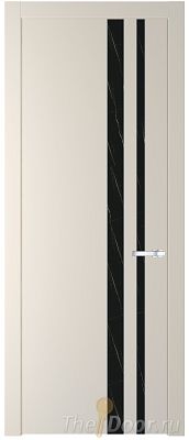 Дверь Profil Doors 20PW цвет Кремовая Магнолия (RAL 120-04) стекло Неро мрамор молдинг Серебро