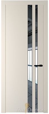 Дверь Profil Doors 20PW цвет Кремовая Магнолия (RAL 120-04) стекло Зеркало молдинг Черный матовый