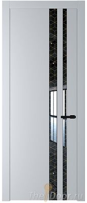 Дверь Profil Doors 20PW цвет Лайт Грей (RAL 870-01) стекло Лоран узор золото молдинг Черный матовый