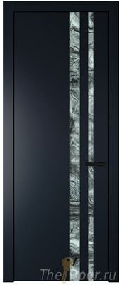 Дверь Profil Doors 20PW цвет Нэви Блу (RAL 7016) стекло Атриум серебро молдинг Черный матовый