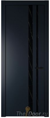 Дверь Profil Doors 20PW цвет Нэви Блу (RAL 7016) стекло Неро мрамор молдинг Черный матовый