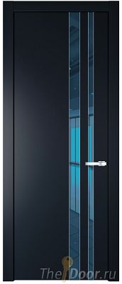 Дверь Profil Doors 20PW цвет Нэви Блу (RAL 7016) стекло Зеркало Blue молдинг Серебро