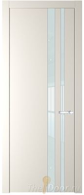 Дверь Profil Doors 20PW цвет Перламутр белый стекло Lacobel Белый лак молдинг Серебро